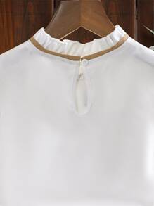 SHEIN 女孩褶邊前蝴蝶結上衣和腰帶半身裙 - 彩色 - 查看 5