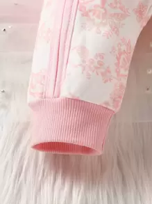 SHEIN Conjunto De Enterizo Con Mangas Acampanadas Y Estampado Floral, Diadema, Babero, Bolsa De Almacenamiento Y Manta Para Bebé Niña Recién Nacida - Blanco - Ver 6