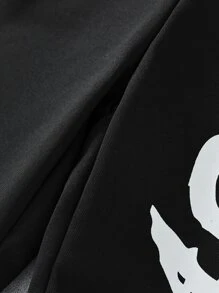 Boys Cartoon Graphic Letter Patched Shorts - Black - View 4