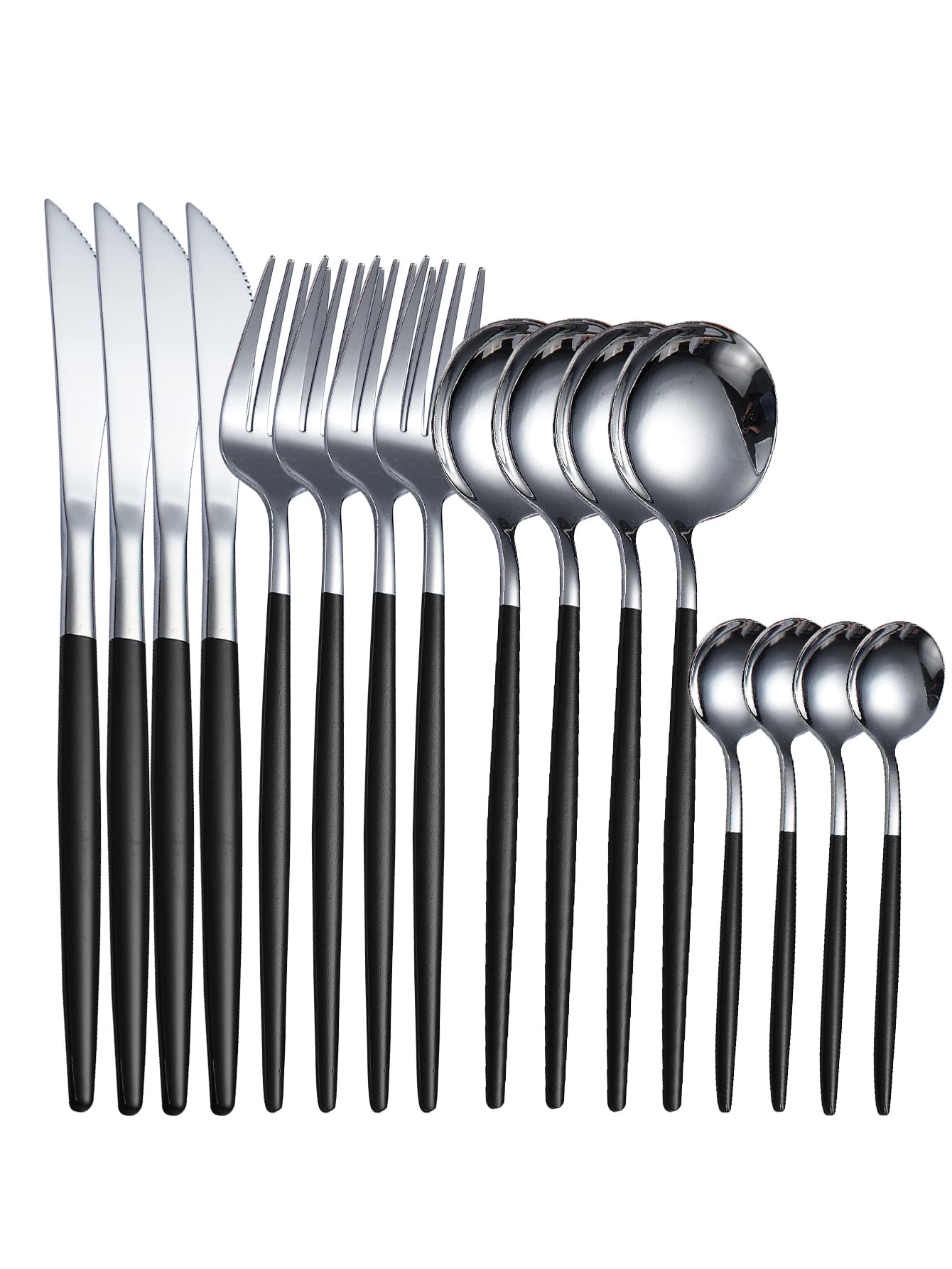 16pcs Stainless Steel Cutlery Set, Minimalist Two Tone Tableware Cutlery Set For Dinner Table School Supplies,Back To School - Multicolor - View 1