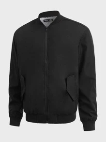 Manfinity Men Zip Up Bomber Jacket - Black - View 1