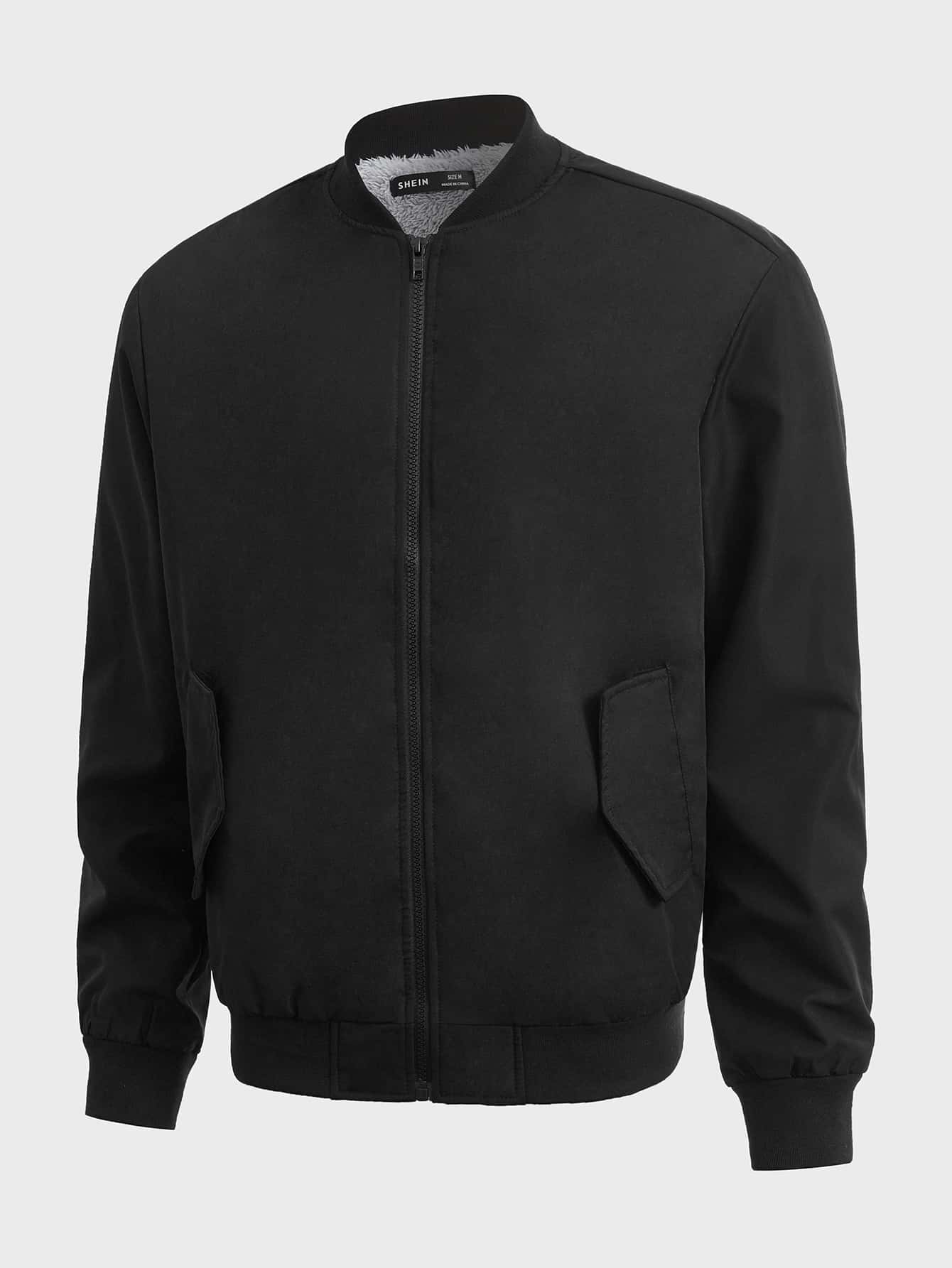 Manfinity Men Zip Up Bomber Jacket - Black - View 1