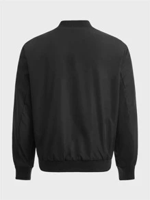 Manfinity Men Zip Up Bomber Jacket - Black - View 2