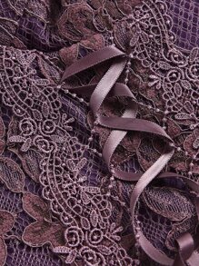 SHEIN ICON 前繫帶蕾絲吊帶上衣 - 紫色 - 查看 3