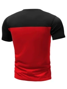 Manfinity Homme Men Two Tone Tee - Red - View 2