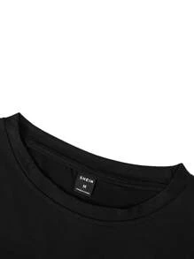 Manfinity Homme Áo thun nam vừa vặn cổ tròn tay ngắn thường ngày mùa hè Polyester - Màu xám đen - Xem 4