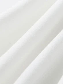 Manfinity Men Tropical And Letter Graphic Drop Shoulder Drawstring Hoodie - White - View 4