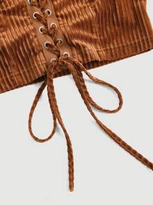 SHEIN MOD Top halter con cordón delantero - Óxido marrón - Ver 5