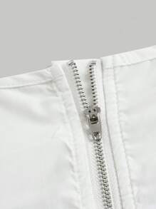 SHEIN MOD Figure Graphic Square Neck Asymmetrical Hem Blouse - White - View 4