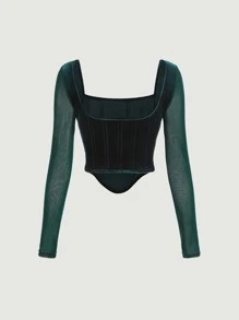 SHEIN MOD 方领不对称下摆短款上衣