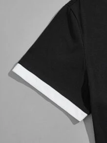 Manfinity Hypemode Hombres con estampado de letra Camiseta & de lado de rayas Pantalones deportivos - Negro - Ver 4