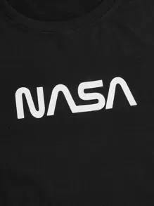 Manfinity Hypemode Hombres con estampado de letra Camiseta & de lado de rayas Pantalones deportivos - Negro - Ver 5