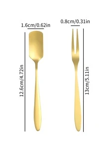 1pc Swan Design Box & 3pcs Stainless Steel Flatware Set - Gold - View 2