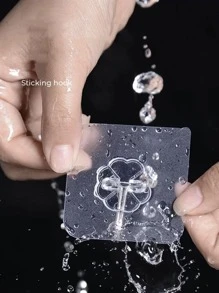 10pcs Transparent Stainless Steel Strong Self Adhesive Hooks Key Storage Hanger For Kitchen Bathroom Door Wall Multi-Function - White - View 3