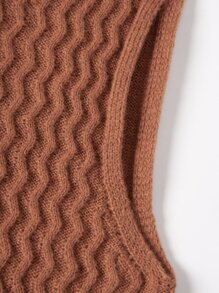 Manfinity Men Eyelet Detail Solid Sweater Vest Without Shirt - Brown - View 4