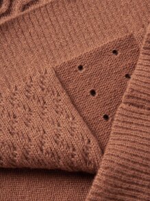 Manfinity Men Eyelet Detail Solid Sweater Vest Without Shirt - Brown - View 6