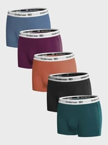 Men 5pcs Letter Graphic Boxer Brief - Multicolor - View 1