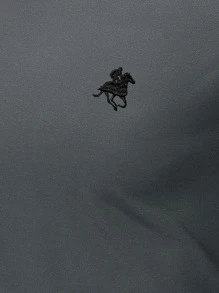 男士馬刺繡T恤 - 深灰色 - 查看 5