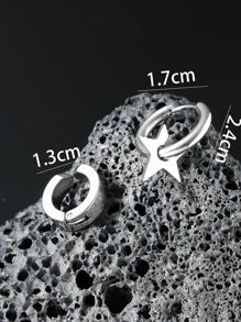 1 pendiente de gota de decoración de estrella para hombre de moda y popular y 1 brazalete de acero inoxidable para regalo de joyería y para una apariencia elegante - Plateado - Ver 3