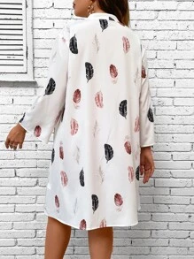 SHEIN LUNE Đầm Plus Size Nút Bộ lạc Boho - trắng - Xem 2