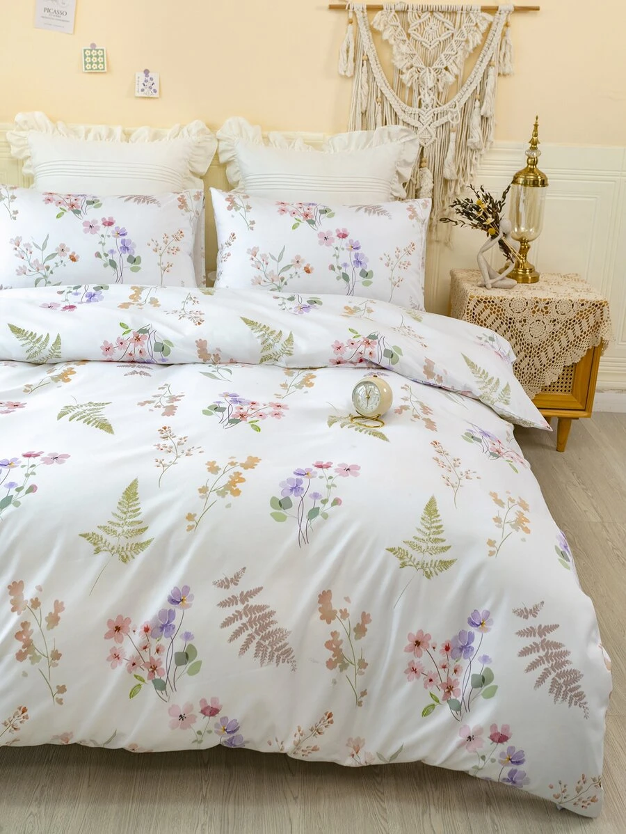 Floral Pattern Duvet Cover Set Without Filler - Multicolor - View 1