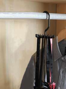 1pc Plastic Scarf Hanger, Black Plastic Multifunction Belt Hook, For Home