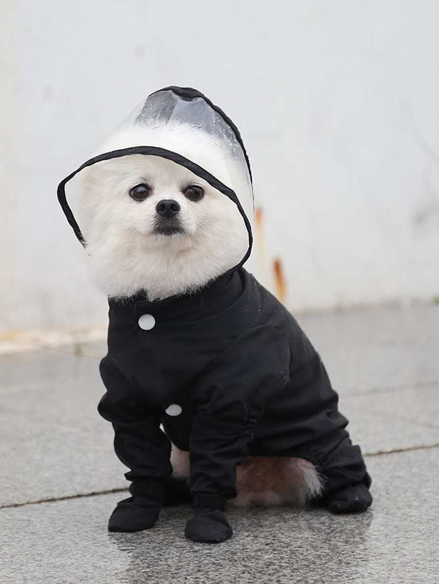 Minimalist Pet Raincoat - Black - View 1