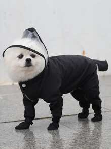 Minimalist Pet Raincoat - Black - View 2