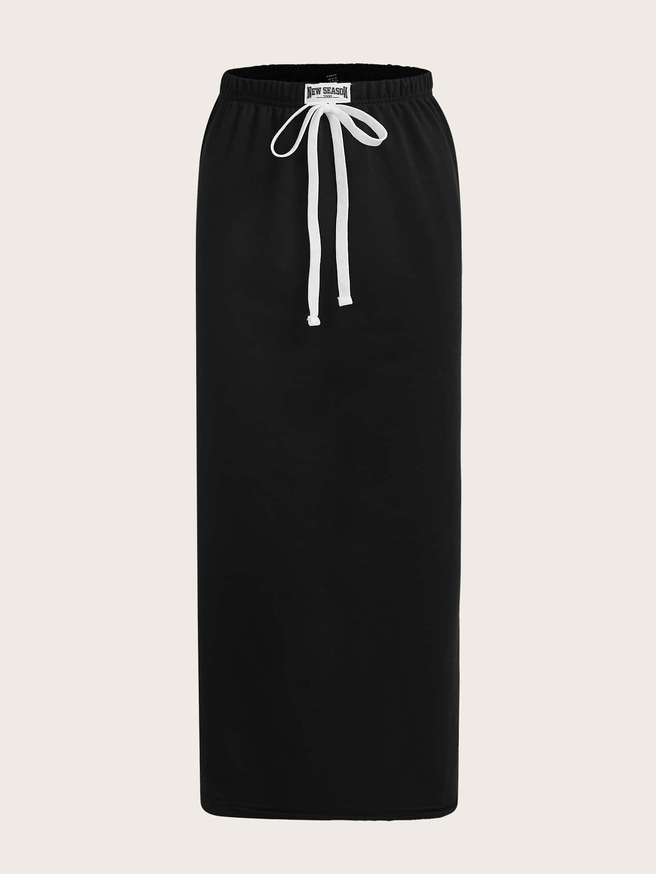 Muchica Váy nữ Dây kéo Đắp vá màu trơn Giải trí - màu đen - Xem 1