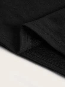 Muchica Váy nữ Dây kéo Đắp vá màu trơn Giải trí - màu đen - Xem 3