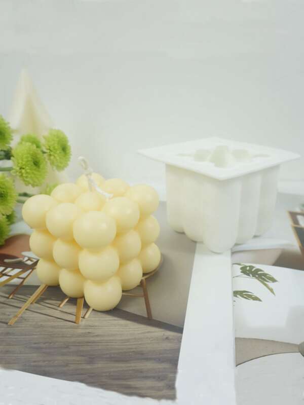 1入組立方體設計蠟燭矽膠模具