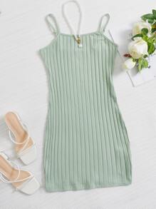 Muchica Rib-knit Solid Bodycon Dress - Mint Green - View 1
