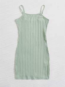 Muchica Rib-knit Solid Bodycon Dress - Mint Green - View 3