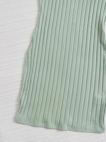 Muchica Rib-knit Solid Bodycon Dress - Mint Green - View 5