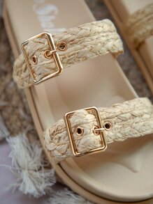 Dép bệt Nữ Khóa màu trơn Kỳ nghỉ - Màu Khaki - Xem 4