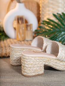 SHUZIA Braided Raffia Slip On Chunky Heel Mules Holiday Vacay Vibe For And Summer Shoes Spring Shoes Spring Break Easter