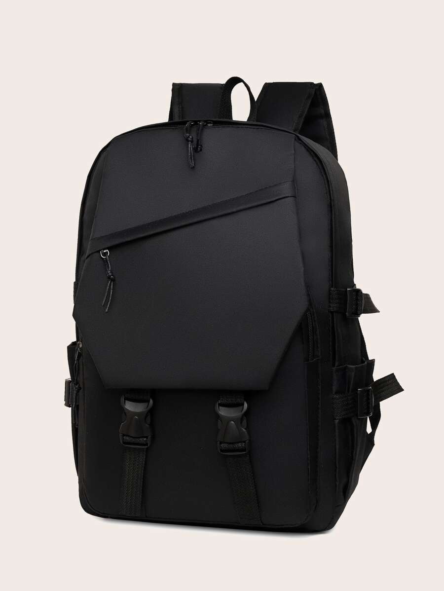 Hombres Mochila para portátil 40L con diseño de hebilla - Negro - Ver 1