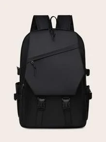 Hombres Mochila para portátil 40L con diseño de hebilla - Negro - Ver 2