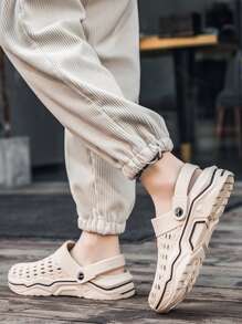 Men Hollow Out Vented Clogs - Khaki - View 5