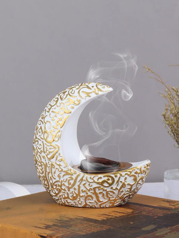 1pc Creative Moon Shaped Decorative Incense Rack, Polyresin Incense
