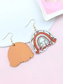 1 Đôi Bóng Chày Hoa Văn In Bông Tai Nữ Bằng Gỗ Cho Đội Cổ Vũ Bóng Chày Người Hâm Mộ - Nhiều màu - Xem 2