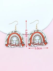 1 Đôi Bóng Chày Hoa Văn In Bông Tai Nữ Bằng Gỗ Cho Đội Cổ Vũ Bóng Chày Người Hâm Mộ - Nhiều màu - Xem 3