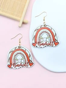 1 Đôi Bóng Chày Hoa Văn In Bông Tai Nữ Bằng Gỗ Cho Đội Cổ Vũ Bóng Chày Người Hâm Mộ - Nhiều màu - Xem 4