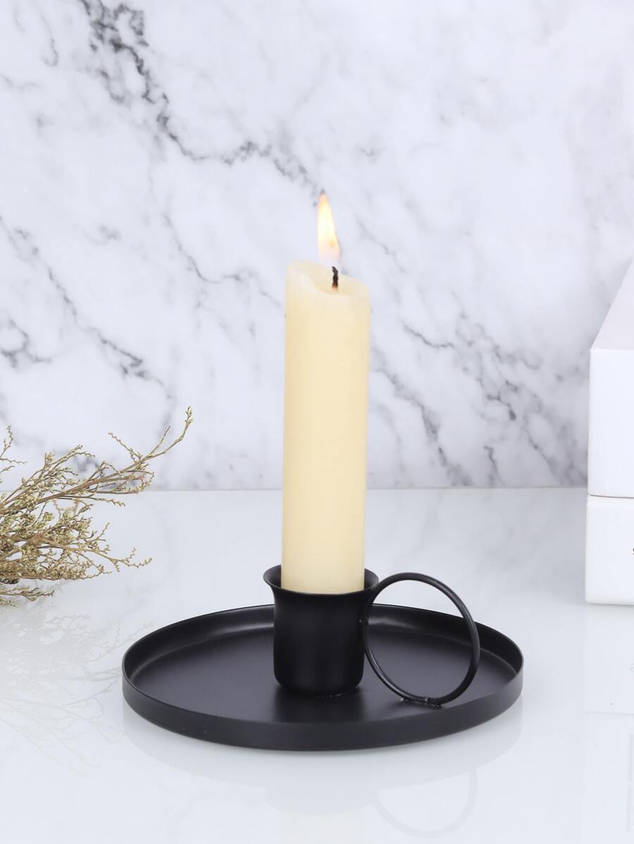 1pc Iron Candle Holder - Black - View 1