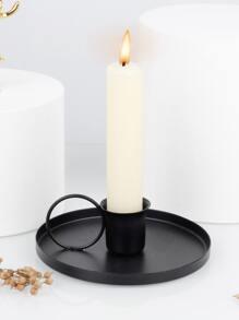 1pc Iron Candle Holder - Black - View 2