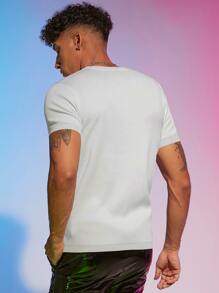 Manfinity Hombres Top unicolor tejido de canalé - Blanco - Ver 2