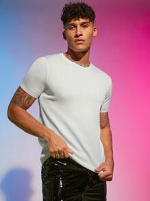 Manfinity Hombres Top unicolor tejido de canalé - Blanco - Ver 1