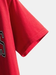 SHEIN 男孩字母圖案雙色T恤 - 彩色 - 查看 4