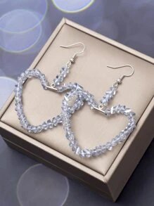 Heart Drop Earrings - Baby Blue - View 2