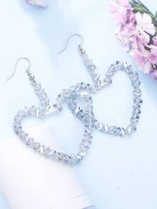 Heart Drop Earrings - Baby Blue - View 3